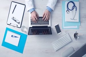 doctor using laptop